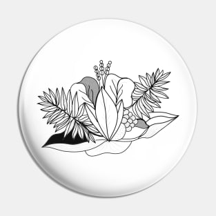 Flower Black white minimal Pin