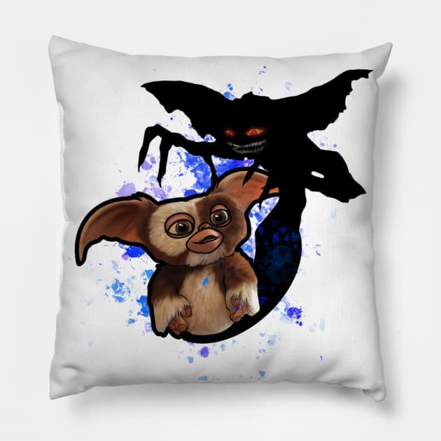 Gremlins Gizmo with Shadow man Pillow by Print Art Station