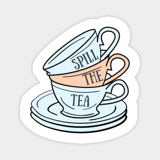 "Spill the tea" Pastel Teacup Stack Magnet