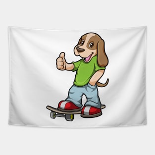 Dog as Skater with Skateboard Tapestry