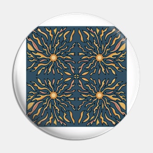 Symmetrical Colorful Suns Design Pin