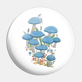 Blue Mushroom Watercolour Illustration Pin