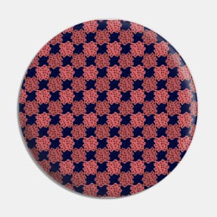 Floral Checkerboard in Pink and Navy Blue Pin