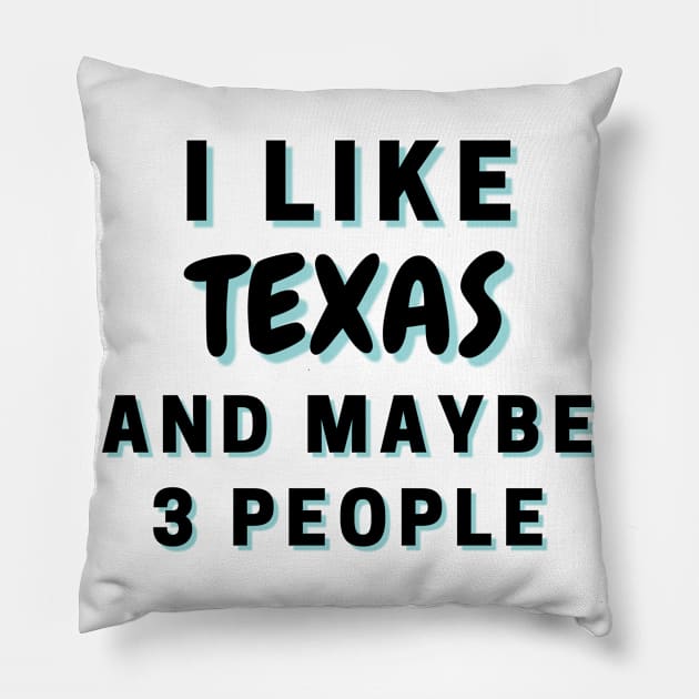 I Like Texas And Maybe 3 People Pillow by Word Minimalism