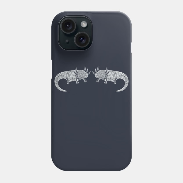 Axolotls in Love - cute and fun axolotl design - dark colors Phone Case by Green Paladin