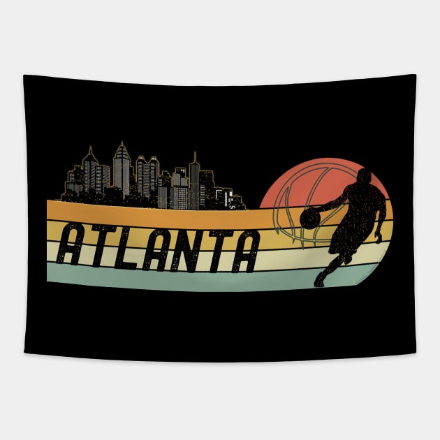 Atlanta Basketball Fans Cityscape Tapestry by Dibble Dabble Designs