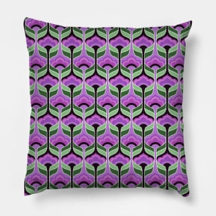 Purple and Green Bubble Flowers Seamless Pattern 1970s Inspired Pillow