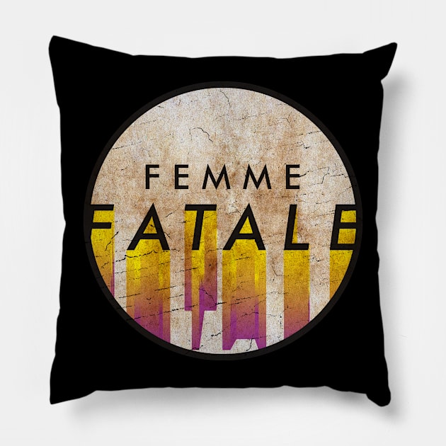 Femme Fatale - VINTAGE YELLOW CIRCLE Pillow by GLOBALARTWORD