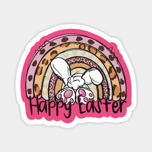 Happy Easter Bunny Rainbow Cheetah Pattern Design Magnet