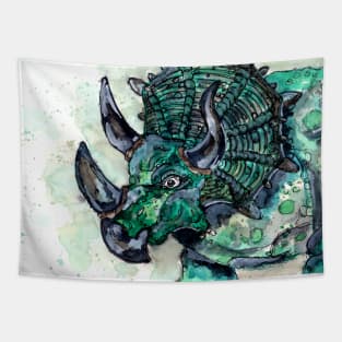 Green Triceratops Dinosaur Tapestry