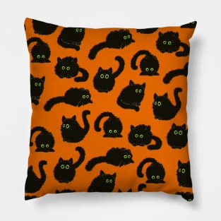 Black Fuzzball Kitties Pillow