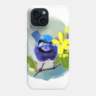 Splendid fairywren on golden currant branch Phone Case