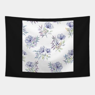 Purple roses romantic watercolor bouquets. Translucent spring flowers composition Tapestry