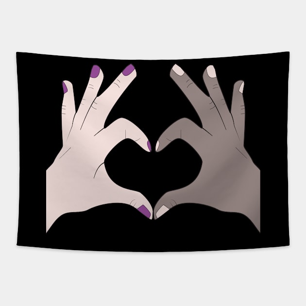 Hands Making Heart Shape Love Sign Language Valentine's Day Tapestry by Okuadinya