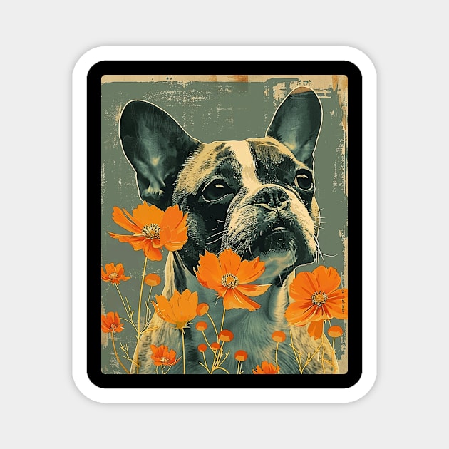 Bulldog Flowers Photo Art Design For Dog Onwer Magnet by karishmamakeia