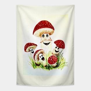 Mushroom family Tapestry