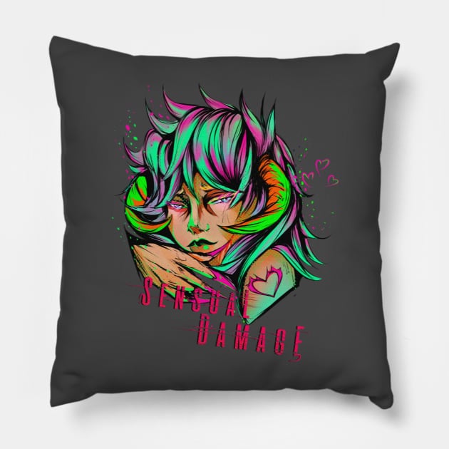 Demon Girl First Concept Pillow by Gustavo Dante