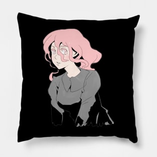 Pink Haired And Black Dress Pillow