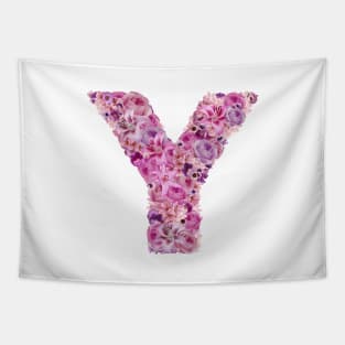 Pink Floral Letter Y Tapestry