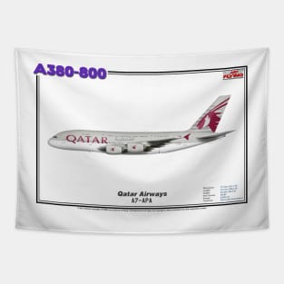 Airbus A380-800 - Qatar Airways (Art Print) Tapestry