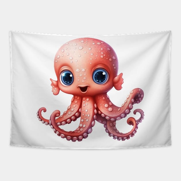 Baby Octopus Tapestry by Chromatic Fusion Studio