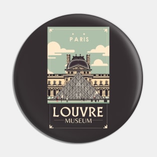 A Vintage Travel Art of the Louvre Museum in Paris - France Pin