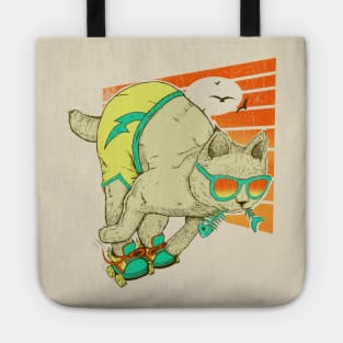 Rolling skate Cat summer vibe Tote