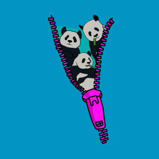 Zip Check - Panda Zipper Design T-Shirt