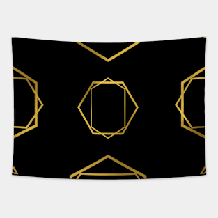 Geometric hexagon shape gold (black) Tapestry