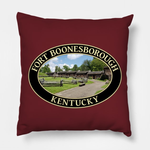 Historic 18th Century Fort Boonesborough in Kentucky Pillow by GentleSeas