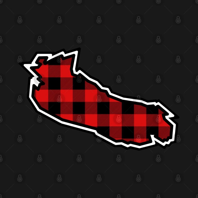 Gabriola Island Silhouette in Red and Black Plaid - Simple Pattern - Gabriola Island by Bleeding Red Paint