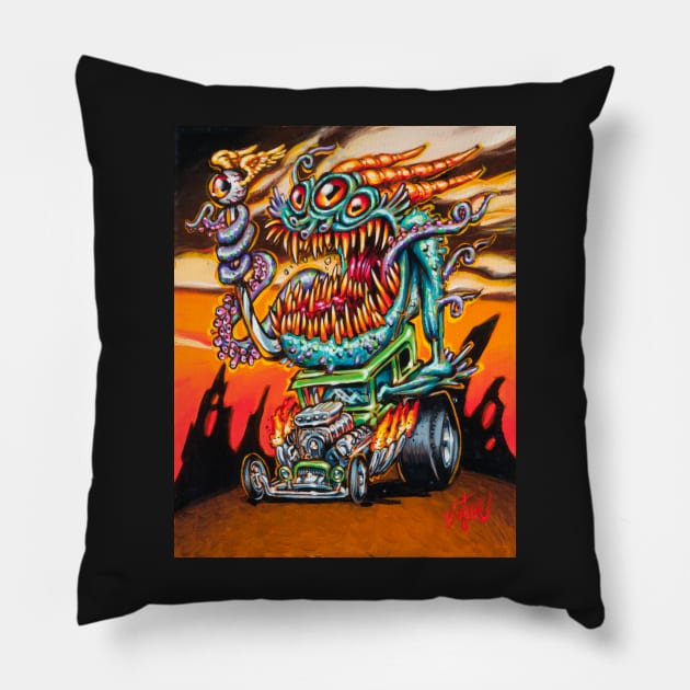 Deep One Hot Rod Pillow by BigToe