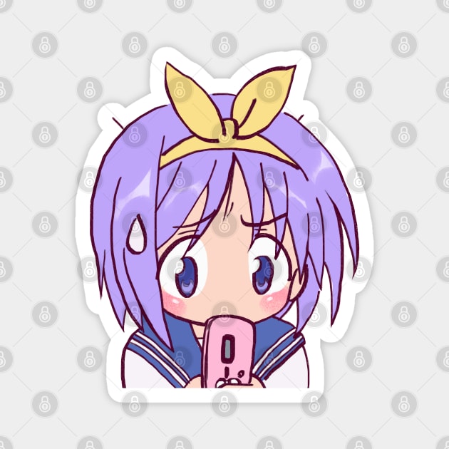 tsukasa hiiragi and her pink flip phone / lucky star Magnet by mudwizard