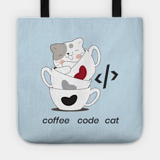 coffee code cat - meow Tote