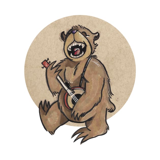 Banjo Bear by Laura Beth Art