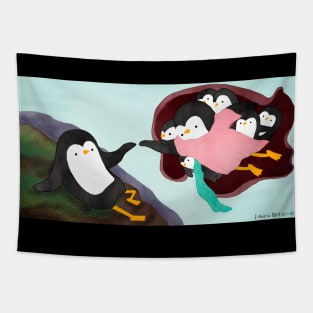 The Creation of Adam Penguin Tapestry