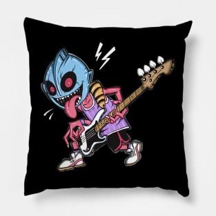 ultra man play bass Pillow