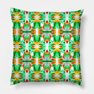 Green Stained Glass Pattern Pillow