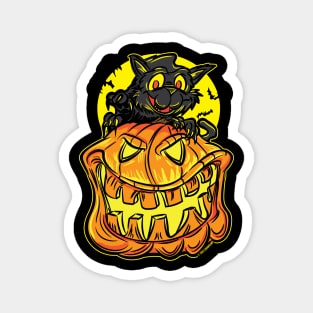 Black Cat on a Jack-O-Lantern Pumpkin By eShirtlabs Magnet