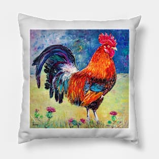 Rooster and Thistle Pillow