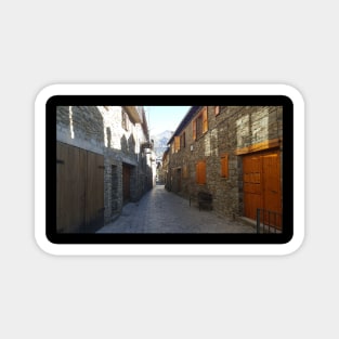 Cobblestones streets in Queralbs, Catalonia, Spain, Narrow, narrow old architecture Magnet