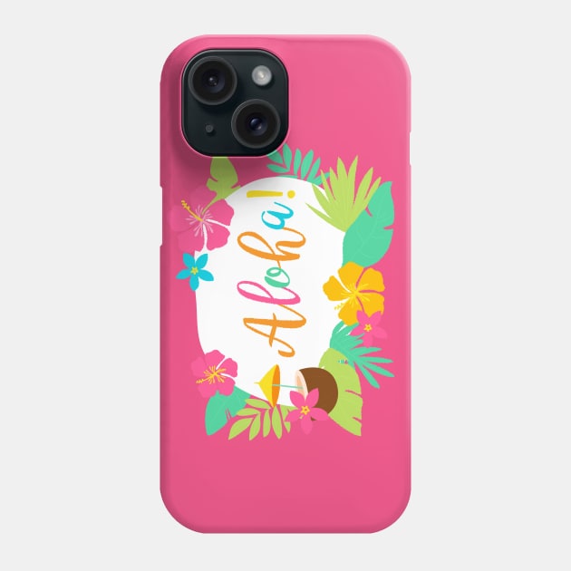 Aloha with Hawaiian Hibiscus Flowers Phone Case by bluerockproducts