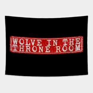 vintage retro plate Wolves in the Throne Room Tapestry