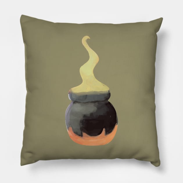 Spooky halloween scary cute cauldron - Eyesasdaggers Pillow by eyesasdaggers