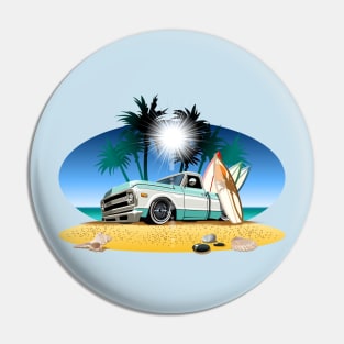 Vector cartoon retro pickup Pin