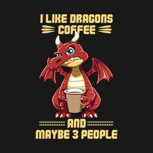 Funny Grumpy Dragon Coffee Lover Hate Morning Fantasy Animal T-Shirt