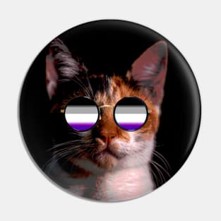 Cute Cat with Glasses Flag Pin