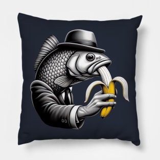 fish eats a banana Pillow