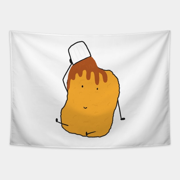 Kawaii Cute Chicken Nugget Food Anime Meme Funny Logo Art Tapestry by Marinaaa010