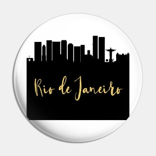 RIO DE JANEIRO DESIGNER SILHOUETTE SKYLINE ART Pin